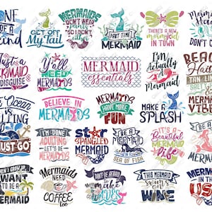 Mermaid SVG Files Bundle #3 Tshirt Sayings svg dxf eps jpeg png format layered cutting files clipart die cut decal vinyl cricut silhouette