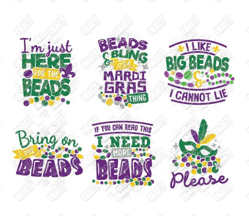Download Mardi Gras Beads SVG Bundle Monogram Mask Quotes svg dxf ...