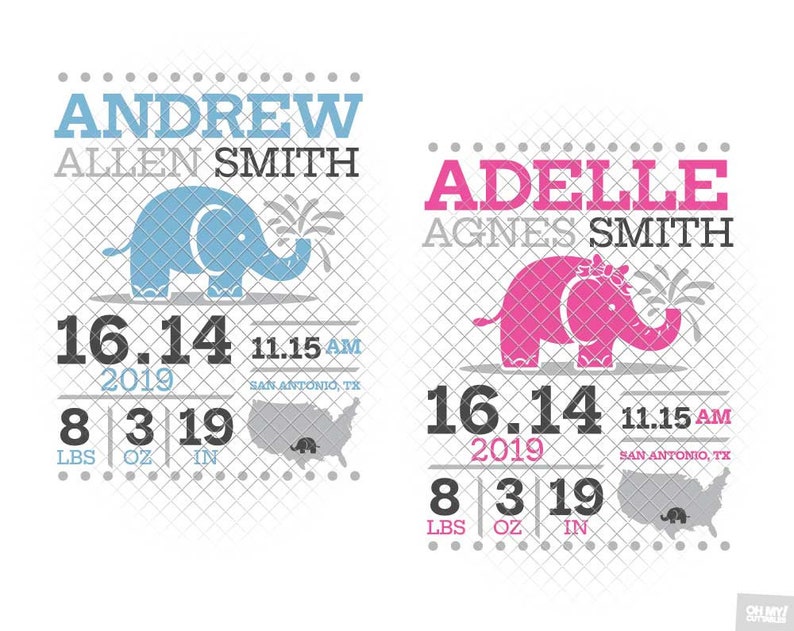Free Free 57 Birth Stat Elephant Svg SVG PNG EPS DXF File