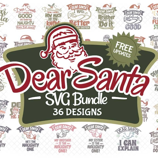 Dear Santa SVG Bundle Christmas Phrases svg dxf eps jpeg png format layered cutting files clipart die cut cricut silhouette