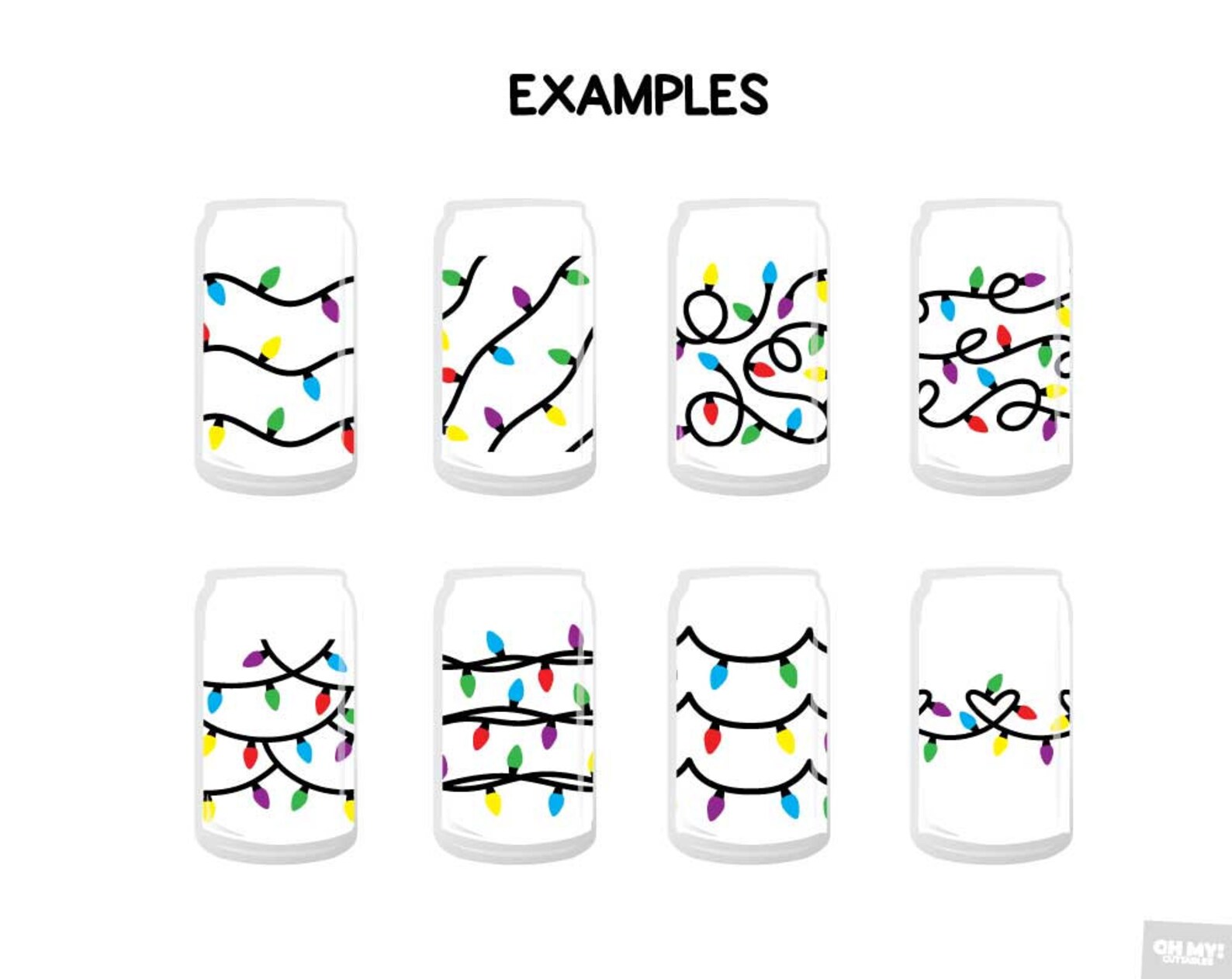 Christmas Lights Beer Can Glass SVG Cut Files Wrap Template Etsy