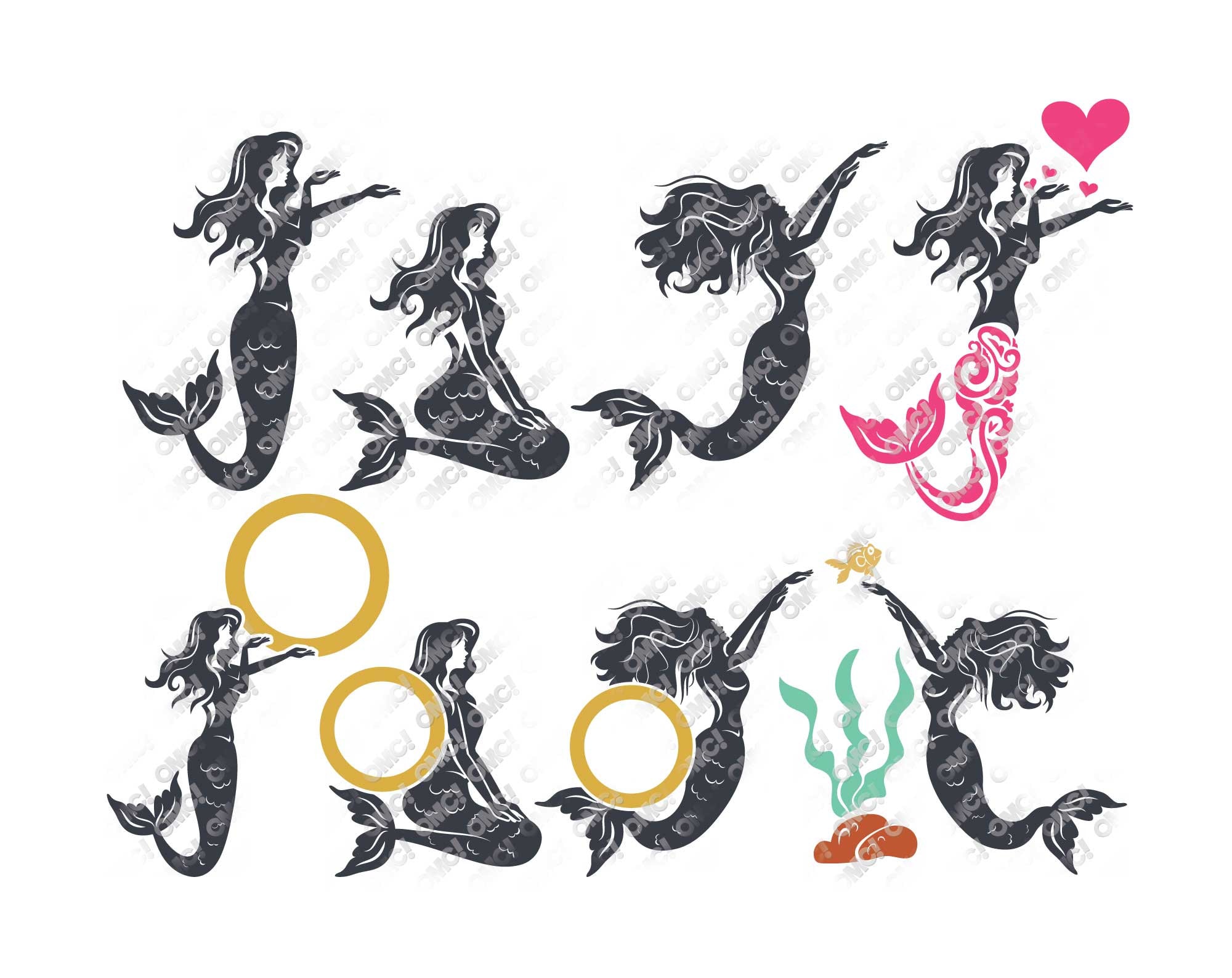 Mermaid SVG Bundle Silhouette Monogram Sayings Svg Dxf Eps - Etsy