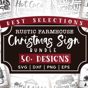 Landhaus Weihnachten SVG Rustikales Schild Dekor Cut Files svg dxf png eps cricut silhouette cut files