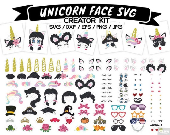 Download Unicorn Face Svg Creator Kit Template Svg Dxf Eps Jpeg Png Etsy