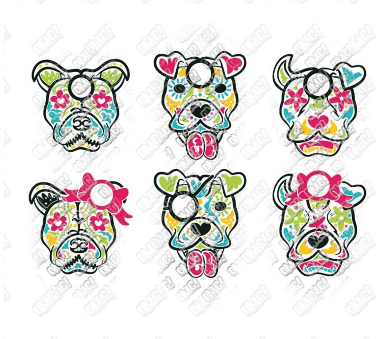 Download Sugar Skull SVG Bundle Monogram Pitbull Day of The Dead | Etsy