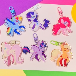 My Little Pony Acrylic Charms Rainbow Dash Rarity Fluttershy Applejack Pinkie Pie Twilight Sparkle