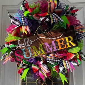 Watermelon “Hello Summer” Deco Mesh Wreath