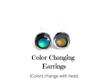 Novelty Earrings/Mood Color Changing Stud Earrings/Chameleon Earrings/Hypoallergenic Earrings for Sensitive Ears/Cool Earrings Mood Jewelry