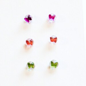Butterfly Wing Earrings Young Girls, Mismatched Earrings for Sensitive Ears, Kawaii Hypoallergenic Earrings, Stud Earring Set of 3 Pair
