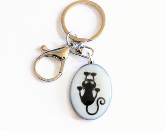 Cat Keychain/Kawaii Keychain/Funny Keychain/Pet Keychain/Cat Lover Gift/Cat Dad Gift/Black Cat Keychain/Crazy Cat Lady Gift for Her Keyring
