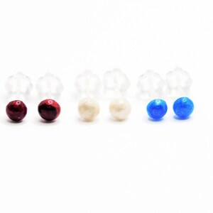 Ball Stud Earrings, Small Circle Studs, Earrings for Sensitive Ears, Hypoallergenic Stud Earrings, Stud Earrings Set, Red White Blue, 3 Pair