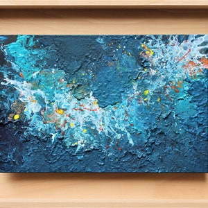 Pintura acrílica abstracta moderna y asequible, arte de pared original, regalo para sala de estar, boda de cumpleaños de Navidad, firmada única