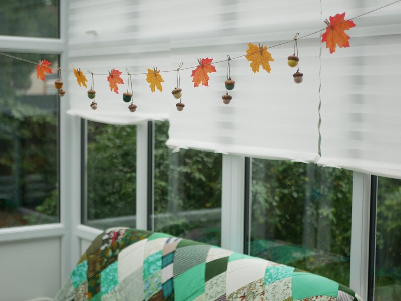 Autumn garland Autumn decor Autumn Leaf garland Orange Acorn Etsy