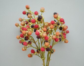 Artificial Blackberries Stem Red Black | Artificial Berries