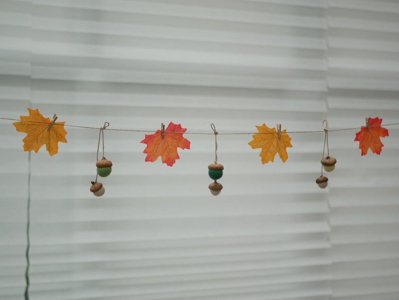 Autumn garland Autumn decor Autumn Leaf garland Orange Acorn Etsy