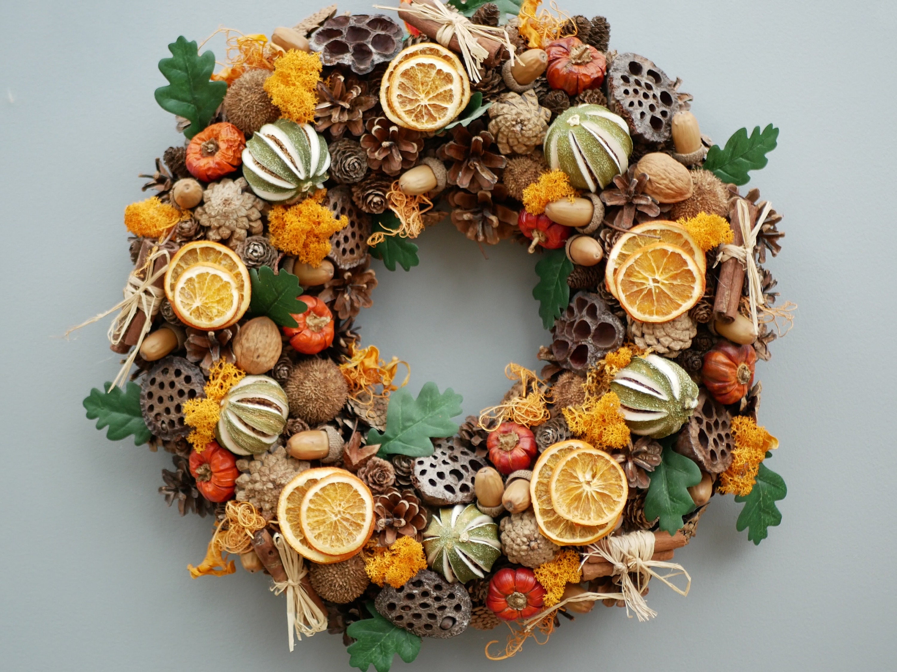 Kit Déco Couronne De Noël 129 Pièces - Pommes De Pin, Cannelle, Rondelles D'orange, Pour Bricolage Guirlande