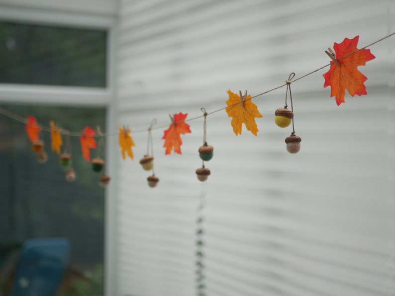 Autumn garland Autumn decor Autumn Leaf garland Orange Acorn Etsy
