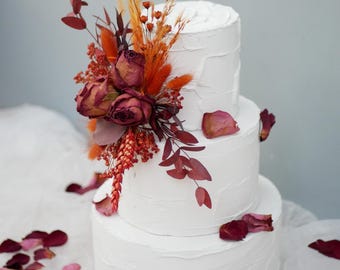 Wedding Cake Topper, Dried flowers Cake Decoration,Cake flowers Cake Topper Flowers, Rustic Wedding, Boho Wedding