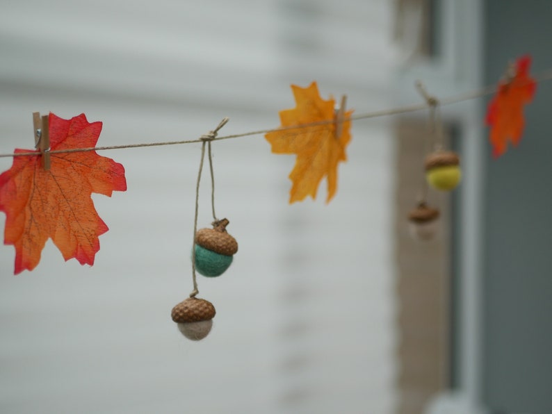 Autumn garland Autumn decor Autumn Leaf garland Orange Acorn Etsy