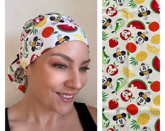 Minnie Mouse Ponytail Surgical Cap, Fruit Scrub Hat
