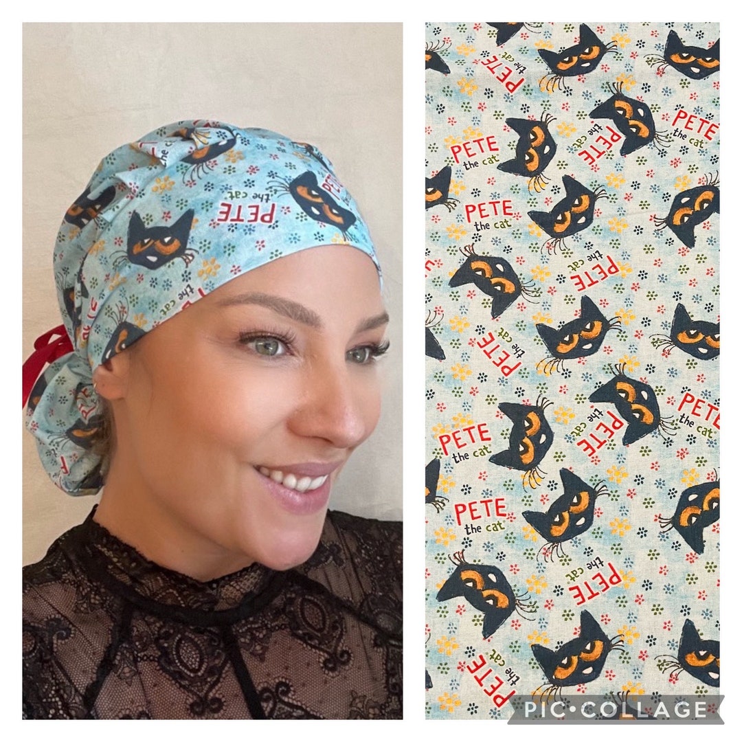 Pete the Cat Ponytail Surgical Cap, Pediatric Scrub Hat - Etsy