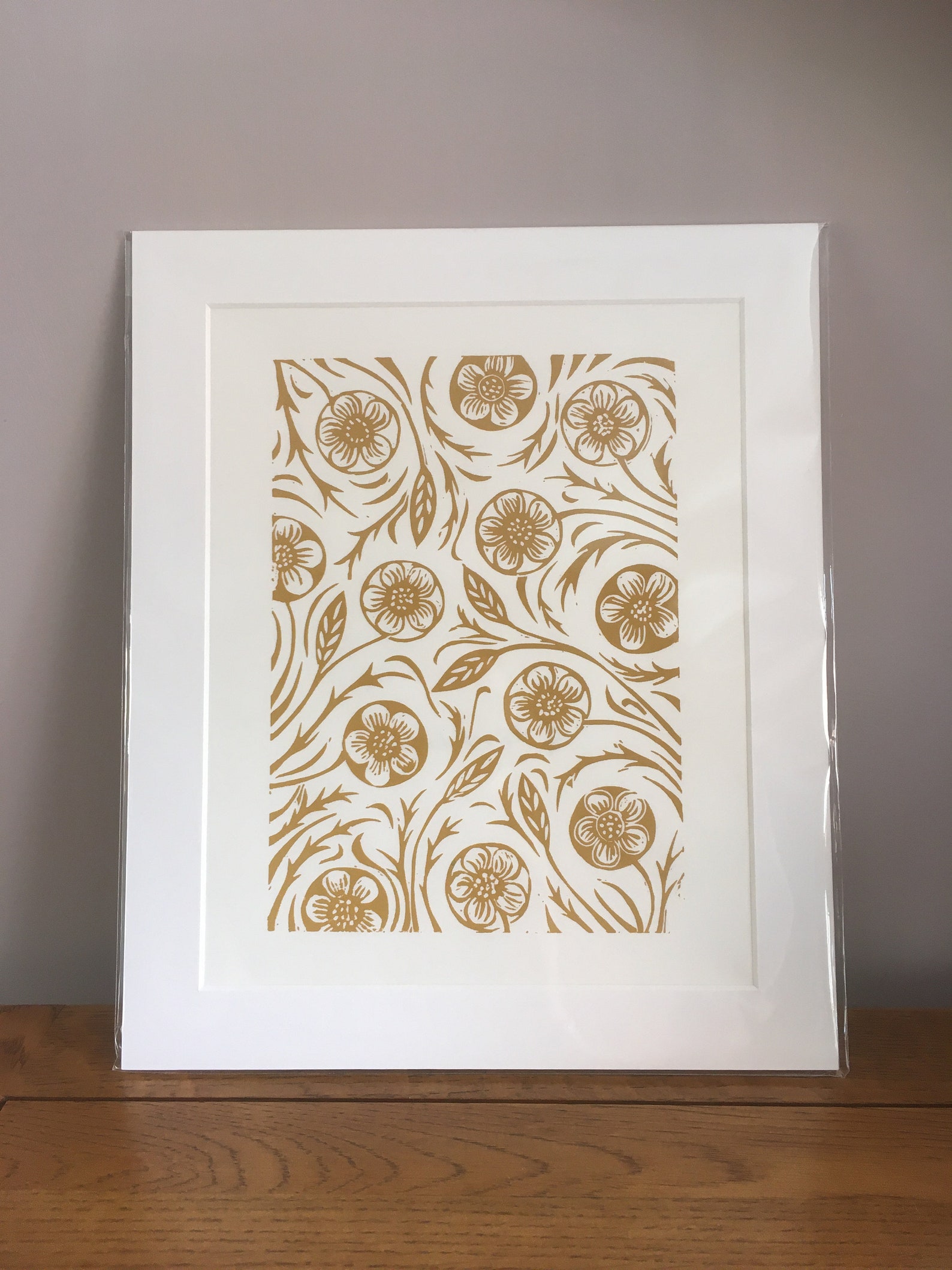 Ochre Floral Lino Print Ochre Wall Art 8x10 Buttercup Etsy Norway