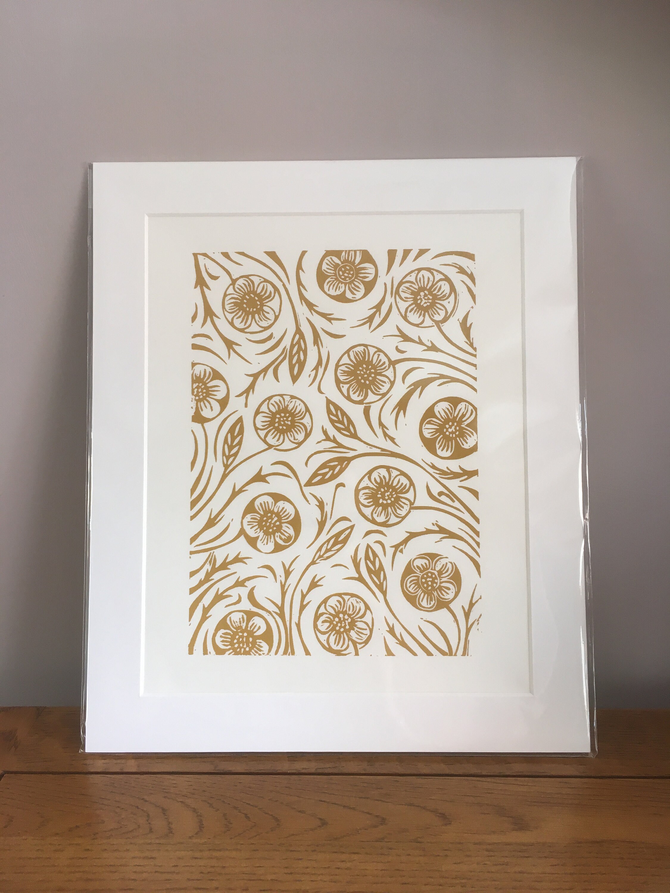 Ochre Floral Lino Print Ochre Wall Art 8x10 Buttercup Etsy Norway