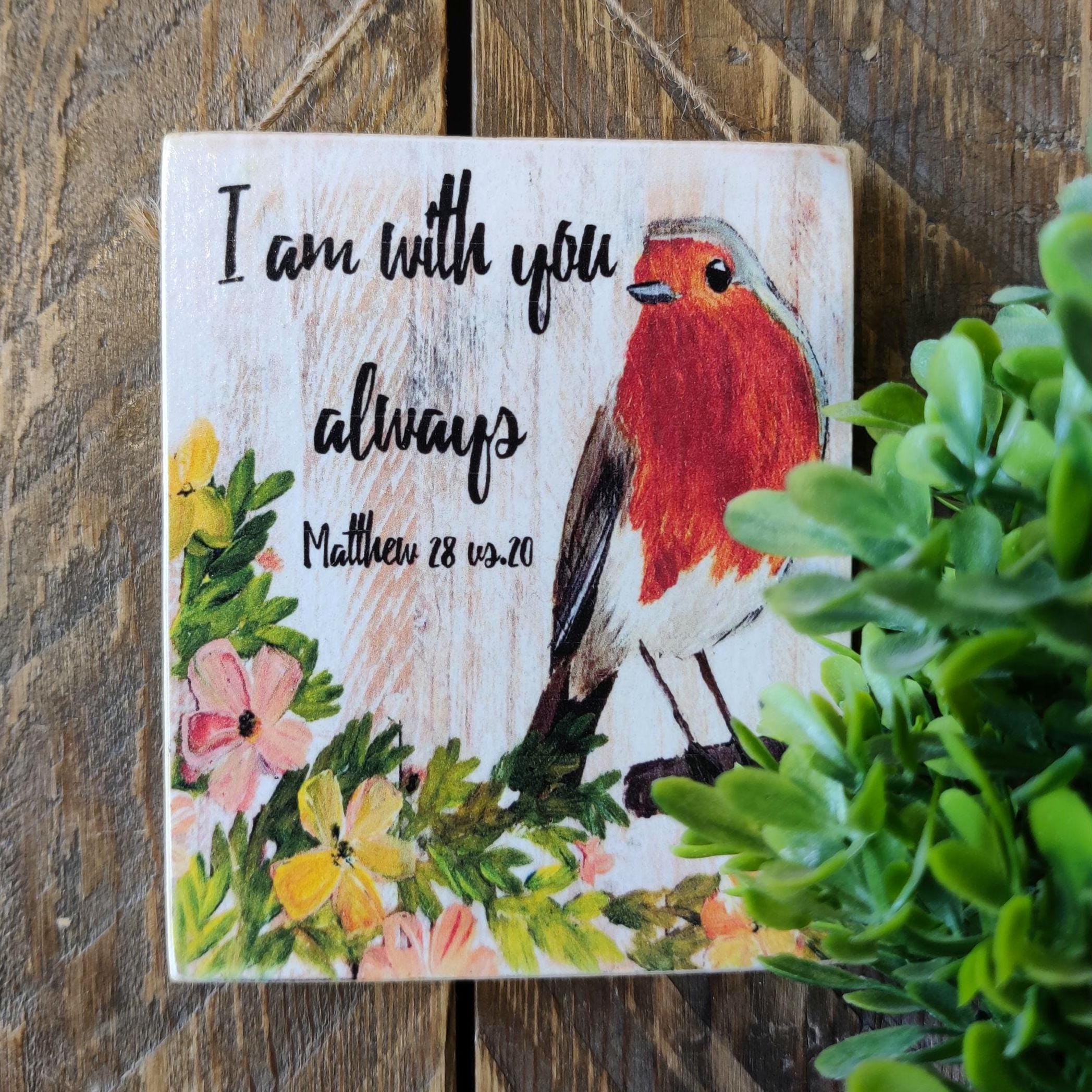 Dicksons Portafoto In Legno Con Scritta I Am With You - Matteo 28:20 - 20x20 Cm - 4