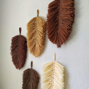 Boho wall decor Raffia macrame wall hanging Feather wall art African home decor