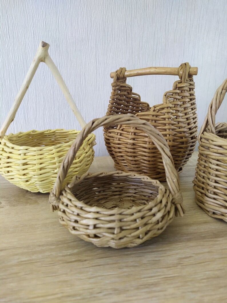 Kleine Korb mit Griff rustikale runde Korb Ostern | Etsy