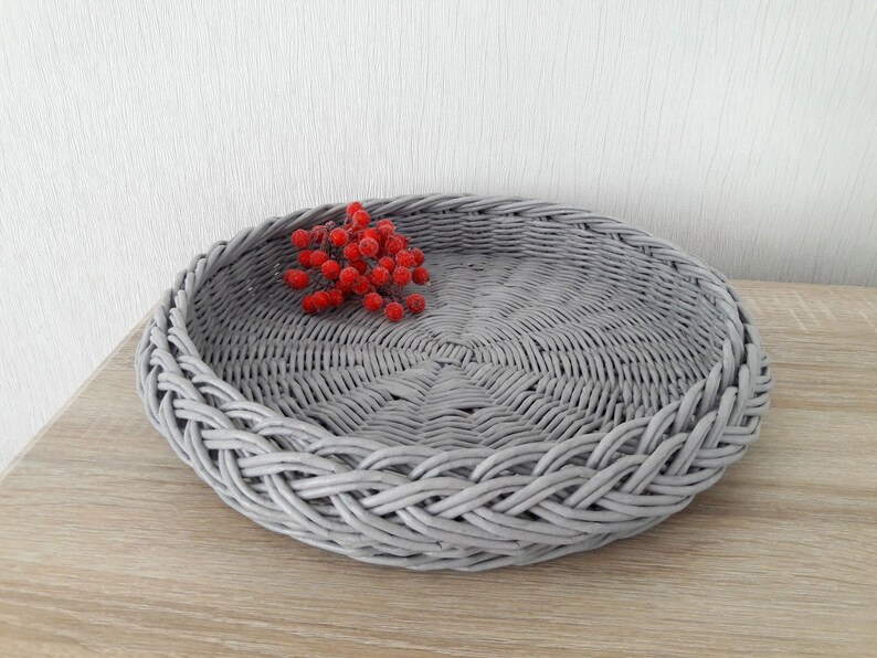 Coffee table tray Round wicker woven basket Etsy