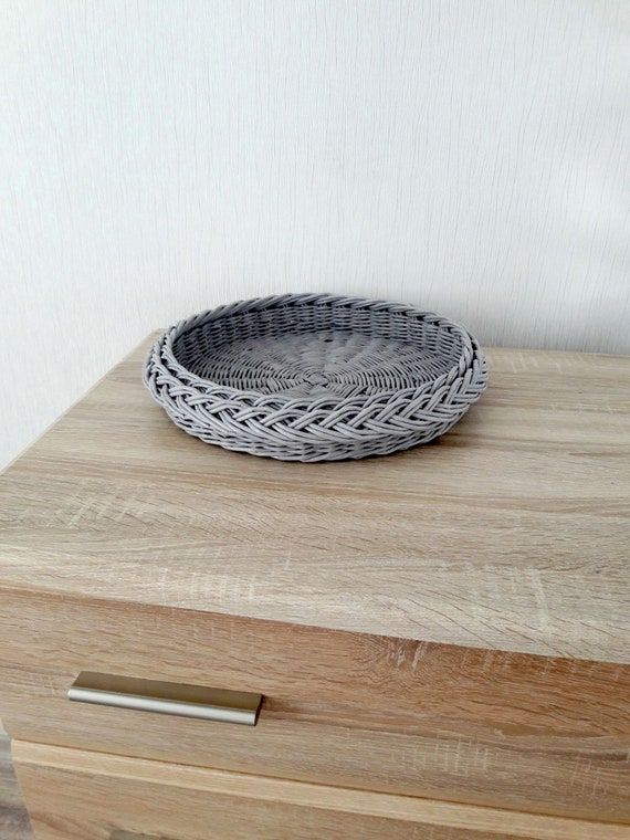 Coffee Table Tray Round Wicker Woven Basket