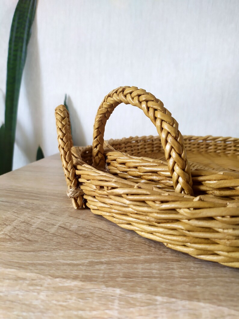 Tray for Coffee Table Wicker Basket With Handles Large Round Etsy