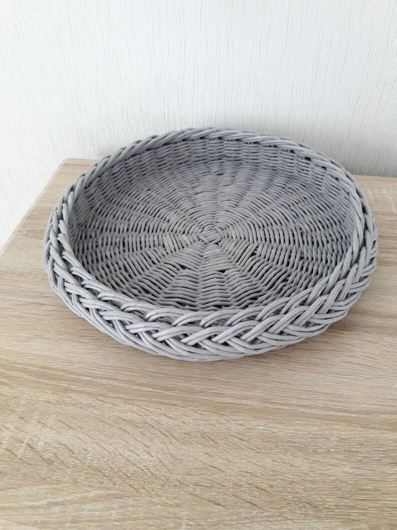 Coffee table tray Round wicker woven basket Etsy