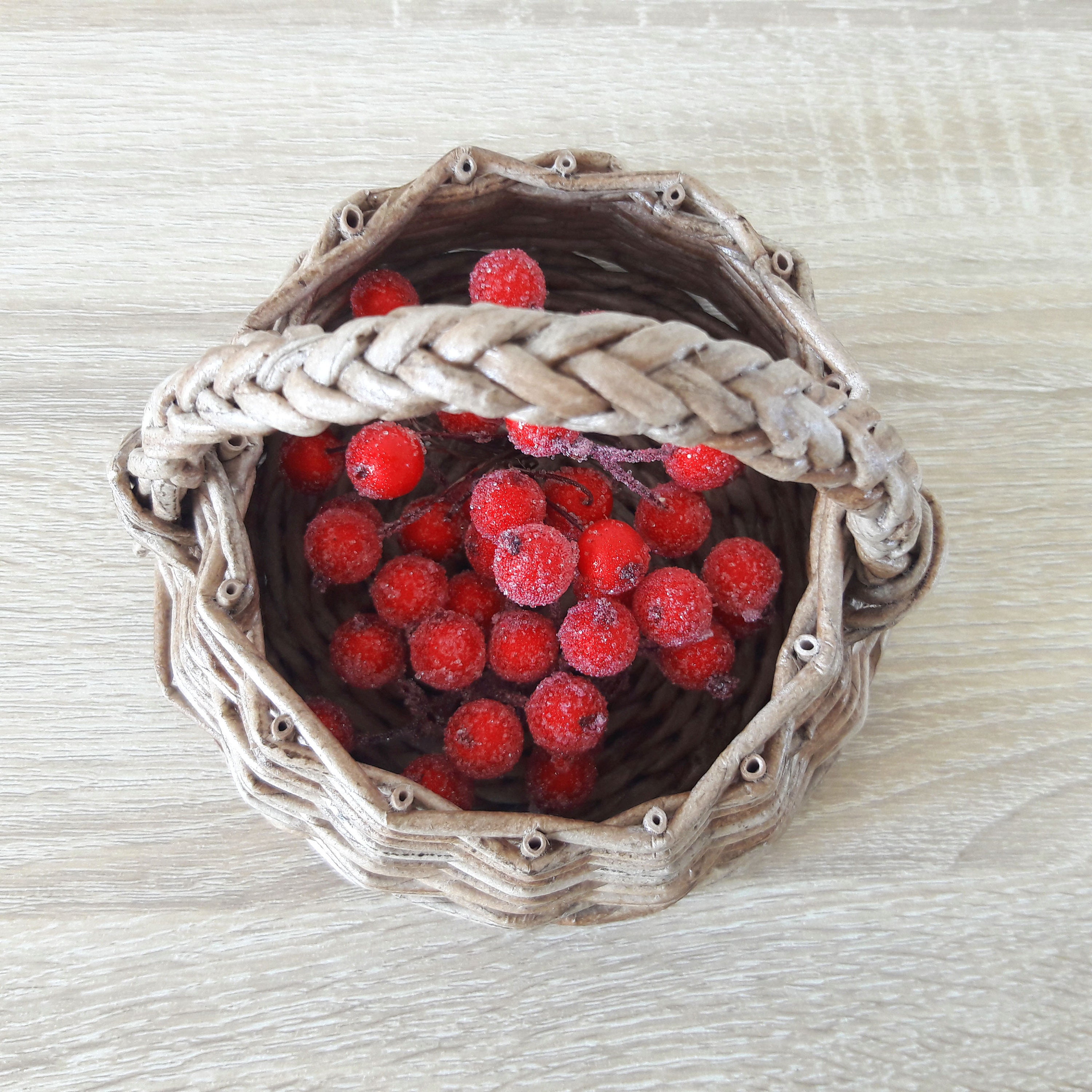 Small Handwoven Wicker Basket With Handle Easter Table Decor Etsy
