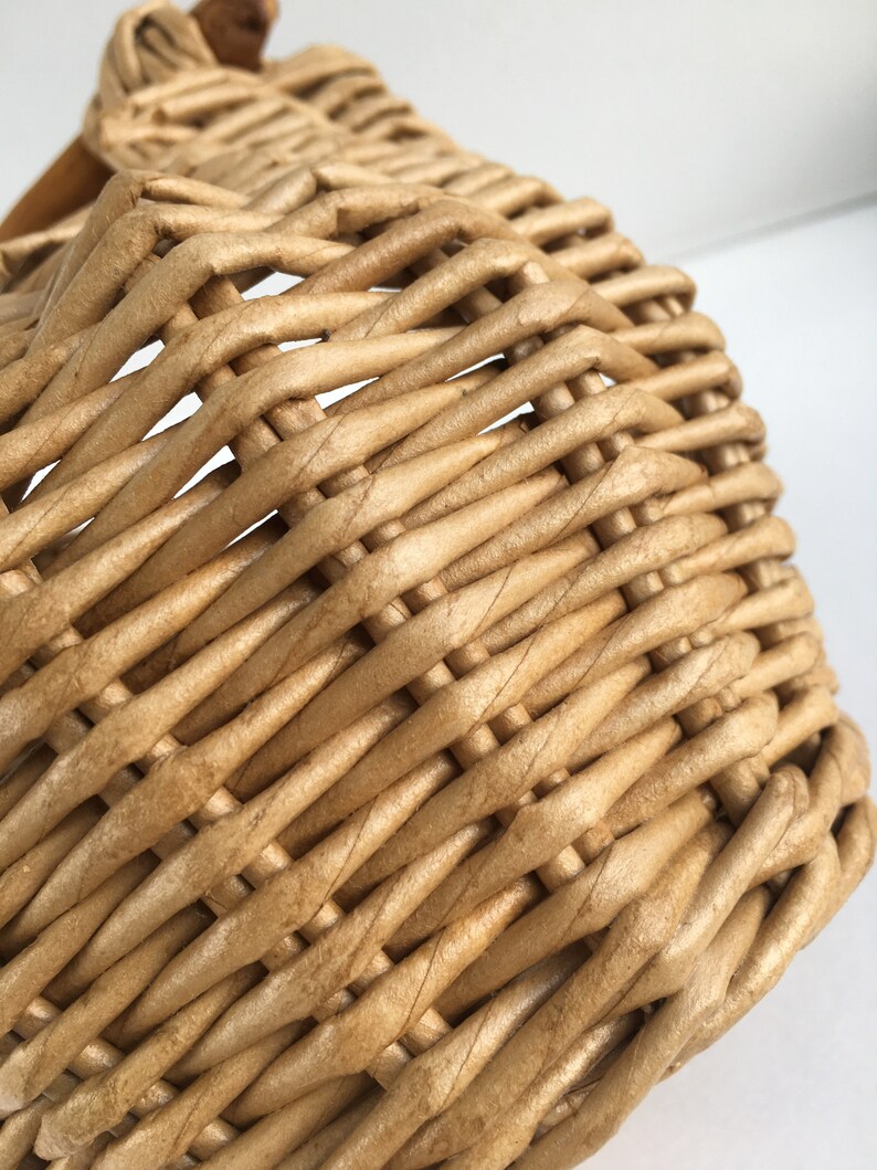 Small Mini Handwoven Wicker Basket With Wooden Handle Rustic Etsy