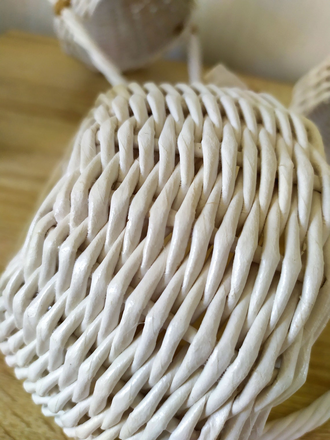 Small white basket with handle Flower girl basket Woven | Etsy