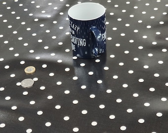 Oilcloth Tablecloth MIDNIGHT SPOTS - GLOSS Finish Simply wipeclean. No Laundry. Stain Resistant. Select Your Size Below