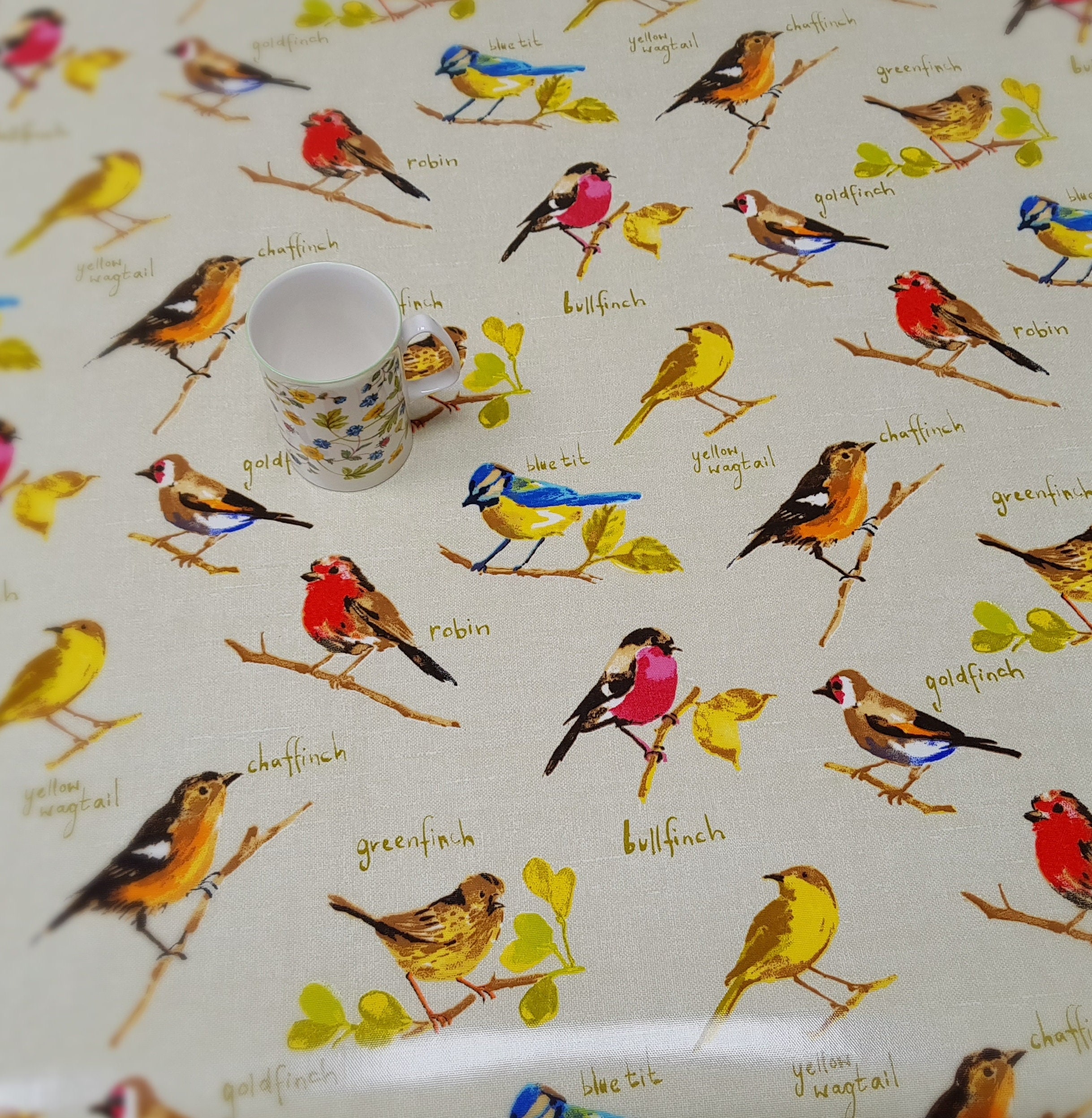 Oilcloth Tablecloth Pvc Tablecloth  - Design : 1363 GARDEN BIRDS - Ma…