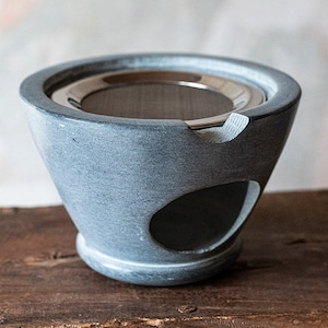 Soapstone Incense Burner with Steel Screen - 700g - Incense Bowl - grey