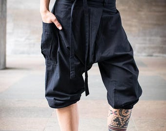 Korte harembroek - uniseks casual zomershort - zwart