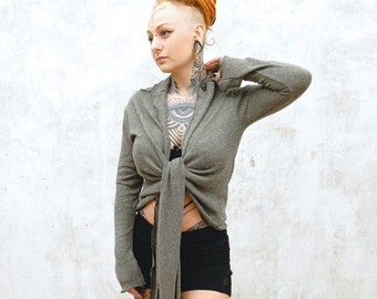 Cardigan Wrap Jacket with Long Sleeves olive