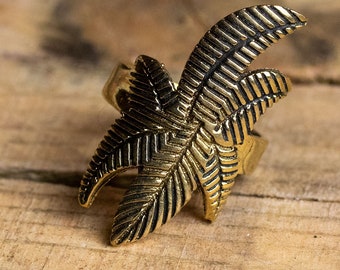 Brass Ring - Leaf - golden