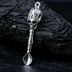 Spoon Pendant with Skull made of Brass - silver coloured