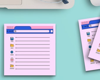 8 Sticky Notes Computer Desktop Search Bar Theme Bundle, 3"x3" 50 Sheet Count Cute Funny Memo Note Pads Stationery Journal Paper 1050, 64-70
