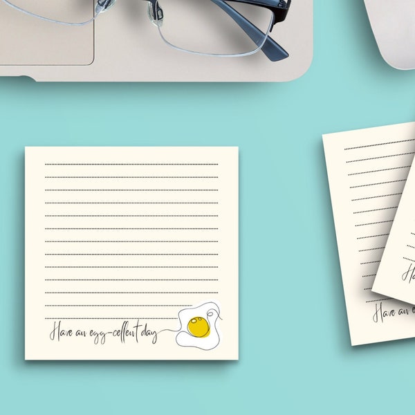 Sticky Notes Have an Egg Excellent Day, 3"x3" 50 Sheet Count Cute Funny Memo Note Pads Stationery Journal Planner Paper 1033