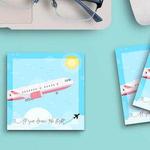 Foglietti adesivi lascia volare i tuoi sogni in aereo, 3"x3" 50 fogli, simpatici blocchi note divertenti, cancelleria, diario, planner, carta 1031