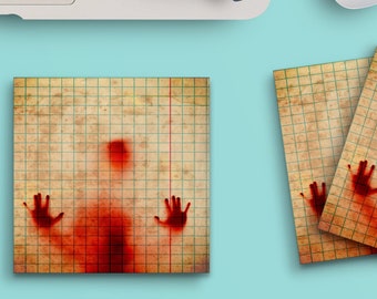 Notas adhesivas de 7,6 x 7,6 cm, 50 hojas, lindas y divertidas, para diario, planificador, huellas de manos sangrientas y aterradoras 1001