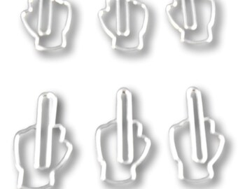 25 Count Paper Clips,  Middle Finger Shape, Cute Shaped Paper Clips, Desk Organization, Stationery Office Supplies