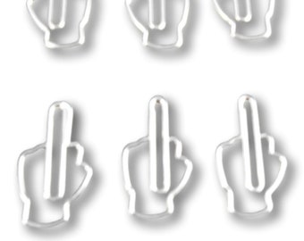 10 Count Paper Clips,  Middle Finger Shape, Cute Shaped Paper Clips, Desk Organization, Stationery Office Supplies